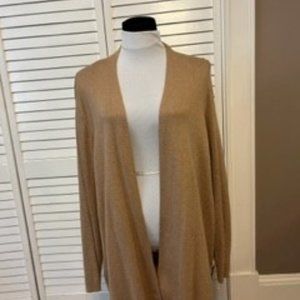 Chico's Cardigan LONG sleeve and to the knee No Buttons Rayon Print Back Panel